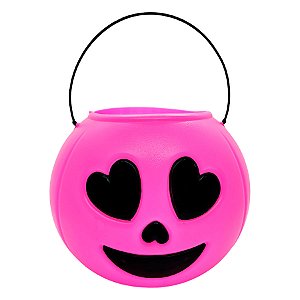 Baldinho de Halloween com Alça - Abóbora Rosa Apaixonda - 13x17cm - 1 unidade - Rizzo