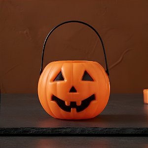 Mini Baldinho de Halloween com Alça - Abóbora Laranja - 5x6cm - 6 unidades - Rizzo