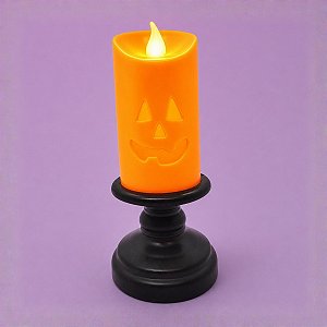 Vela Decorativa Com Led Halloween - Abóbora com Led - 12x5cm - 1 unidade - Rizzo