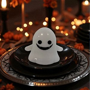 Enfeite Decorativo De Halloween - Fantasma Sorriso Piscante - 5,5x4,5cm - 1 unidade - Rizzo