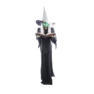 Enfeite Decorativo Halloween - Bruxa com Livro Dayonis - 180cm - Luz e Som - 1 unidade - Cromus - Rizzo