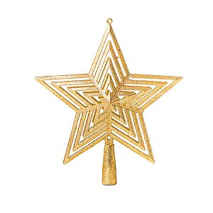 Estrela Ponteira de Natal Vazada - Dourada - 20cm - 1 unidade - Cromus - Rizzo