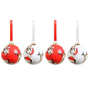 Bola de Natal Disney Original - Mickey, Pluto e Pateta - 8cm - 4 unidades - Cromus - Rizzo