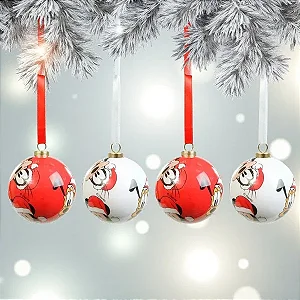 Bola de Natal Disney Original - Mickey, Pluto e Pateta - 8cm - 4 unidades - Disney Original - Rizzo