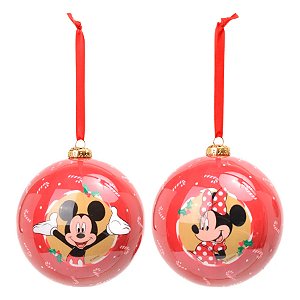 Bola de Natal Disney Original - Mickey e Minnie - 12cm - 2 unidades - Cromus - Rizzo