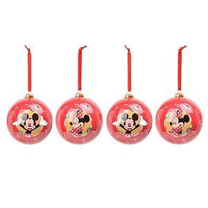 Bola de Natal Disney Original - Mickey e Minnie - 8cm - 4 unidades - Cromus - Rizzo