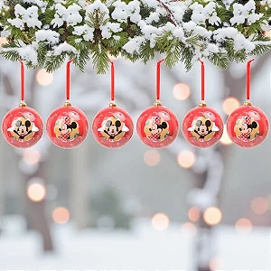 Bola de Natal - Mickey e Minnie - 6cm - 6 unidades - Disney Original - Rizzo