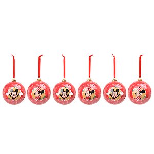 Bola de Natal Disney Original - Mickey e Minnie - 6cm - 6 unidades - Cromus - Rizzo