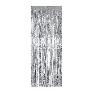 Cortina Decorativa Metalizada Prateado - 1x2m - 1 unidade - Rizzo