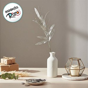 Galho Decorativo - Folhas Douradas Glitter - 83cm - 1 unidade - Rizzo