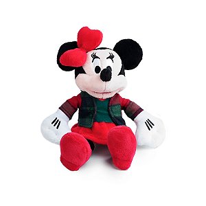 Pelúcia Minnie Natalina Roupa Xadrez - 32cm - Disney Original - 1 unidade - Cromus - Rizzo