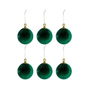 Bola de Natal Veludo - Verde - 8cm - 6 unidades - Cromus - Rizzo