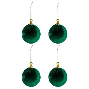 Bola de Natal Veludo - Verde - 10cm - 4 unidades - Cromus - Rizzo