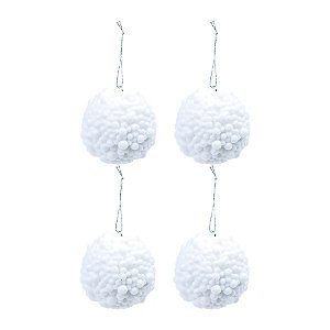 Bolas de Natal Paete Bolinhas - Branco - 10cm - 4 unidades - Cromus - Rizzo