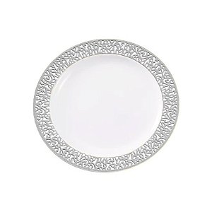 Prato Descartável Raso Redondo Premium Prata - 19cm - 6 unidades - Rizzo
