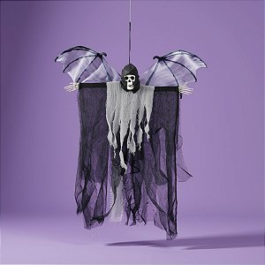 Enfeite Decorativo Halloween - Caveira com Asas Antero - 55cm - 1 unidade - Cromus - Rizzo