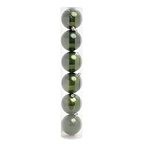 Bolas de Natal em Tubo - Verde - 10cm - 6 unidades - Cromus - Rizzo
