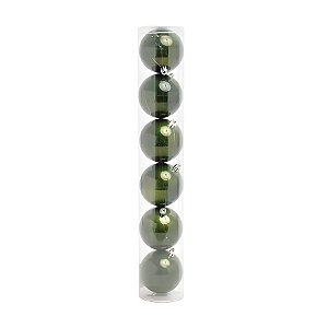 Bolas de Natal em Tubo - Verde - 8cm - 6 unidades - Cromus - Rizzo