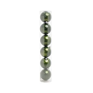 Bolas de Natal em Tubo - Verde - 7cm - 6 unidades - Cromus - Rizzo