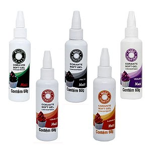 Kit 5 Cores Corante SoftGel de Halloween - 5 unidades - Mago - Rizzo