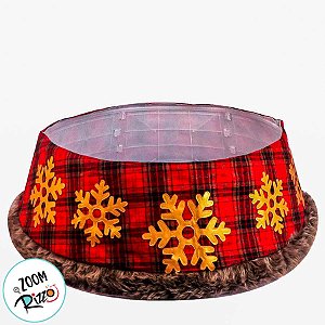 Saia Rígida Desmontável para Árvore de Natal - Flocos de Neve Dourados - 120cm - 1 unidade - Rizzo