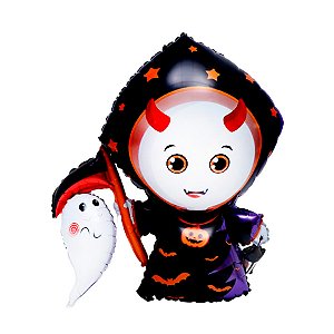 Balão de Festa Metalizado 53" 85cm - Bruxinha Vampira - 1 unidade - Rizzo