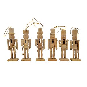 Conjunto Boneco Soldado Quebra Nozes de Madeira - 10cm - 6 unidades - Rizzo
