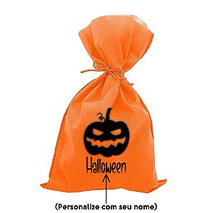 Saco para Surpresas de Halloween Personalizado - Abóbora - 13x25cm - 10 unidades - Rizzo