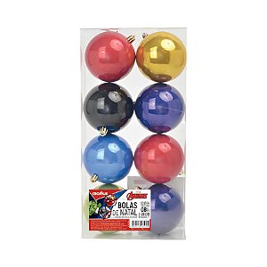 Bola de Natal Lisa Peroladas - Avengers Colorida - 8cm - Disney Original - 8 unidades - Cromus - Rizzo