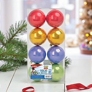 Bola de Natal Lisa Perolada - Toy Story Colorido - 8cm - Disney Original - 8 unidades - Cromus - Rizzo