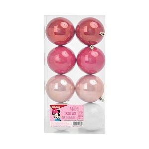 Bola de Natal Lisa Perolada - Minnie Colorido - 8cm - Disney Original - 8 unidades - Cromus - Rizzo