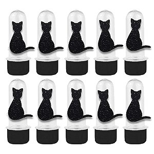 Mini Tubete com Aplique - Gato Halloween - Preto - 10 unidades - Rizzo