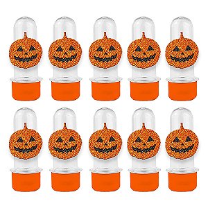 Mini Tubete com Aplique - Abóbora Halloween - Laranja - 10 unidades - Rizzo