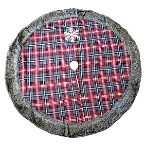 Saia para Árvore de Natal - Xadrez com Pelinhos - 120cm - 1 unidade - Rizzo