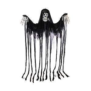 Enfeite Decorativo de Halloween - Caveira Austin Cortina com LED - 225cm - 1 unidade - Cromus - Rizzo