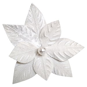 Poinsétia Decorativa - Veludo Off White - 20cm - 1 unidade - Rizzo