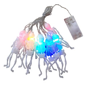 Cordão com Led Colorido - Esqueleto de Halloween - 1,8 metros - 1 unidade - Rizzo
