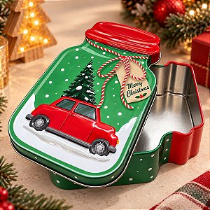 Lata de Metal de Natal - Pote Carrinho - 15x9,8x5,8cm - 1 unidade - Rizzo