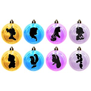 Bola de Natal Colorida Perolada - Princesas - 8cm - 8 unidades - Rizzo