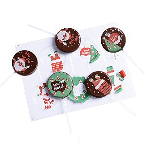 Blister Decorado com Transfer para Chocolate - Pirulito Natal - BLN 0194 01 - 1 unidade - Stalden - Rizzo