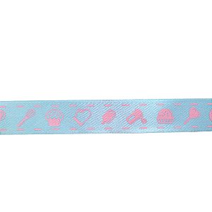 Fita de Cetim 22mm - 10m Cor 191 - Azul Doces Rosa - 1 unidade - Progresso - Rizzo