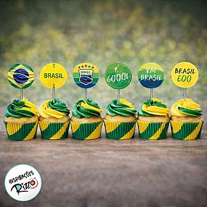 Pick Decorativo para Doce - Festa Brasil - 10cm - 12 unidades - Cromus - Rizzo