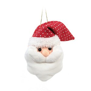 Enfeite para Pendurar Natal - Cabeça Papai Noel - 17cm  - 1 unidade - Cromus - Rizzo