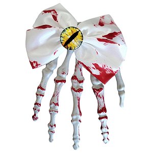 Presilha de Halloween - Mão com Laço Branco - 14x8,5cm - 1 unidade - Rizzo - Rizzo