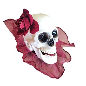 Acessório de Halloween Caveira com Presilha - Vinho - 8x16cm - 1 unidade - Rizzo - Rizzo