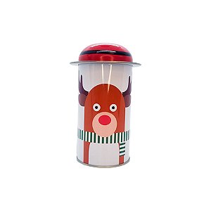 Lata de Metal de Natal - Rena com Cachecol - 11cm - 1 unidade - Rizzo