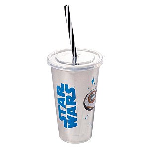 Copo com Tampa e Canudo - Star Wars BB8 - 500ml - 1 unidade - Plasútil - Rizzo