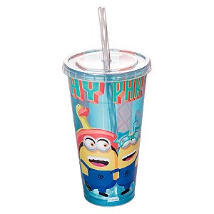 Copo com Tampa e Canudo - Minions - 700ml - 1 unidade - Plasútil - Rizzo