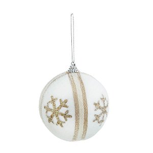 Bola de Natal - Flocos de Neve e Juta - 10cm - 4 unidades - Cromus - Rizzo