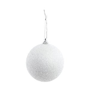 Bola de Natal - Glitter Branco - 10cm - 4 unidades - Cromus - Rizzo